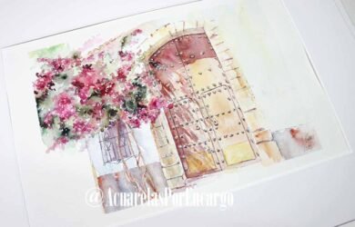 Dibujo Urbano con Acuarelas y tinta, detalle de Tarifa, Cádiz