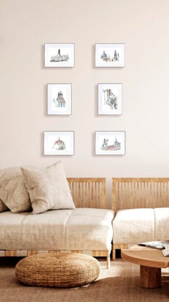 Láminas A5 de Madrid enmarcadas