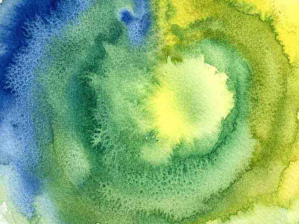 Mezcla en Acuarela azul Ultramar y Amarillo Hansa