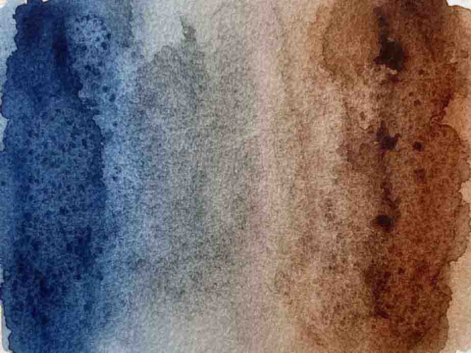 Mezcla en Acuarela azul Ultramar y Burnt Sienna