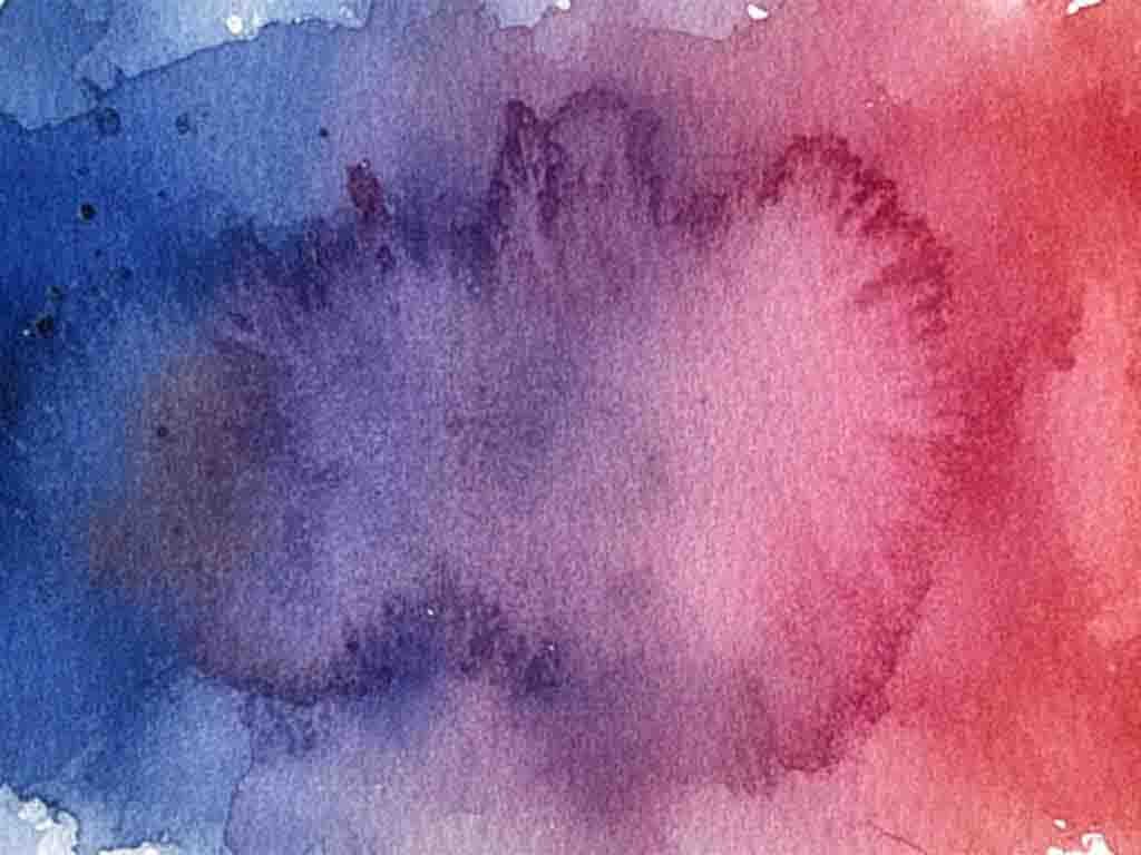 Mezcla en Acuarela azul Ultramar y Pyrrol Scarlet