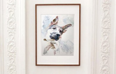 Retrato por encargo de Perros con Acuarelas y enmarcado