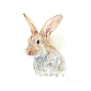 Acuarela original pequeño Conejito pintado a mano para dormitorio infantil