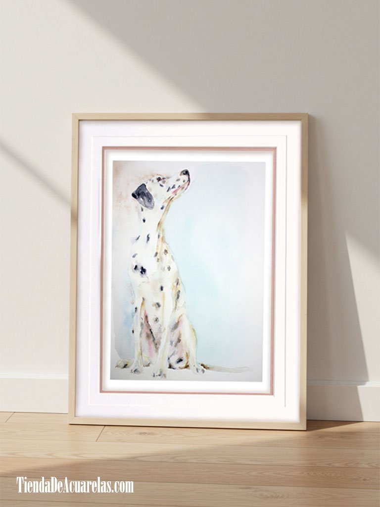 Acuarela Original DÁLMATA pintada a mano con acuarelas sobre papel. Acuarelas de perros para decorar y regalar | @acuarelasporencargo