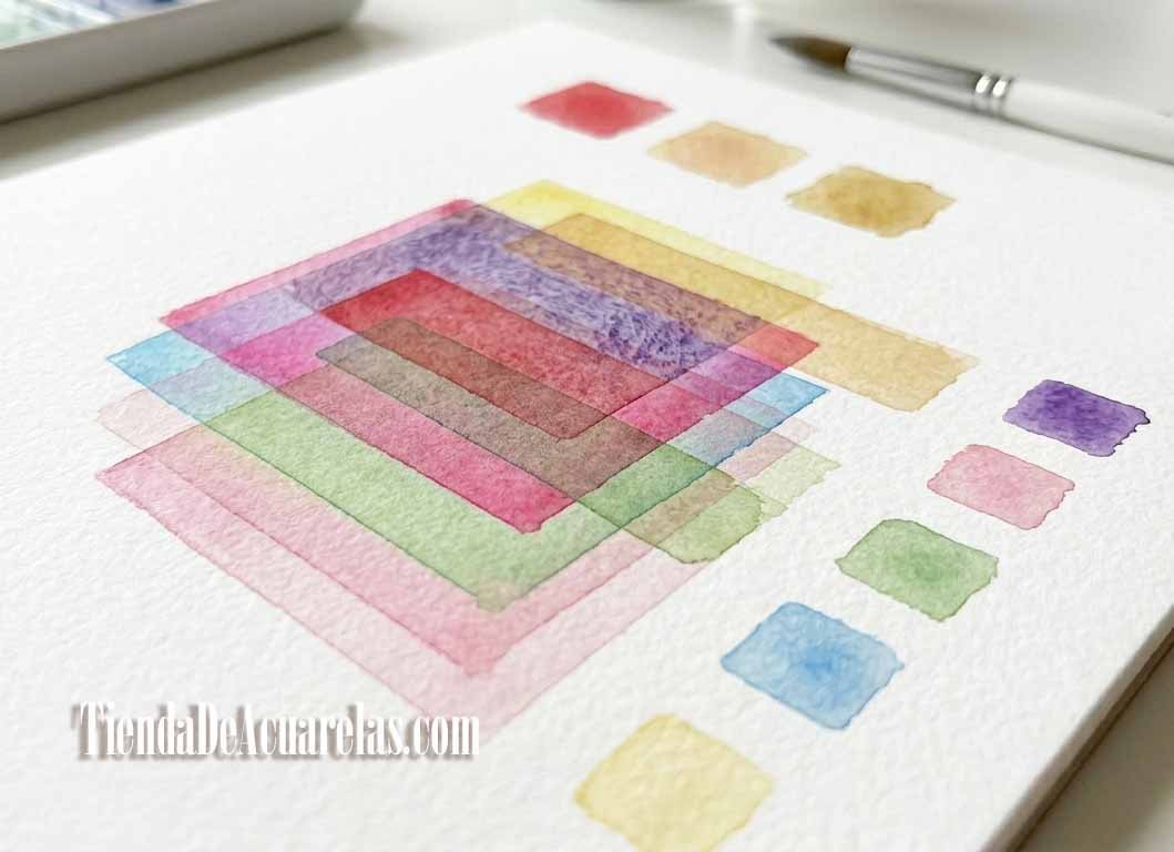 Transparencias en acuarela, pintada por capas