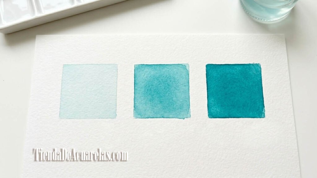 Tres intensidades, un solo color. Control de agua y pigmento para hacer transparencias en acuarela