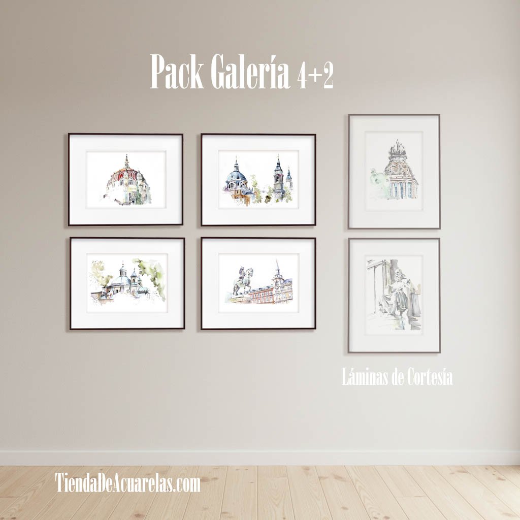 Elige tu combinación favorita. Combina las láminas que más te inspiren de cualquier categoría y nosotros completamos tu conjunto. Pack Galería: elige 4 láminas y recibe 2 de cortesía (6 en total) | TiendaDeAcuarelas.com